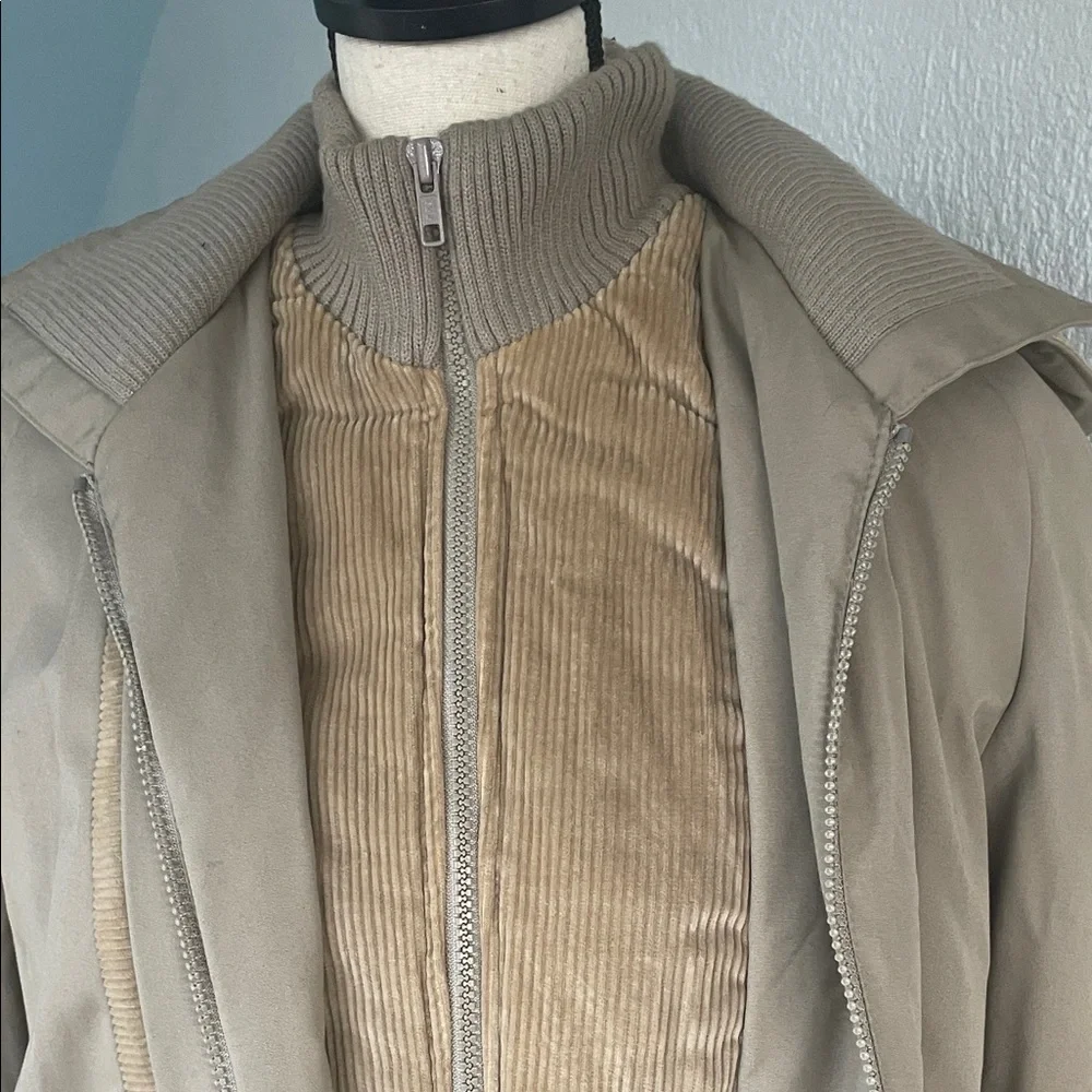 Saril Ltd Vintage Womens Corduroy‎ Trimmed Hooded Parka Jacket in Tan Size 8